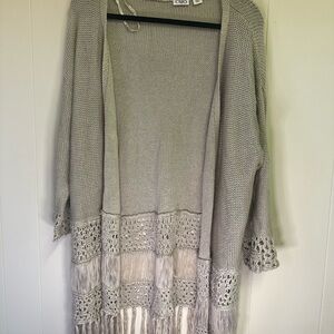 Taupe Fringe Cardigan